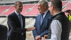 Sándor Csányi and Alexander Čeferin meet at the Puskás Aréna